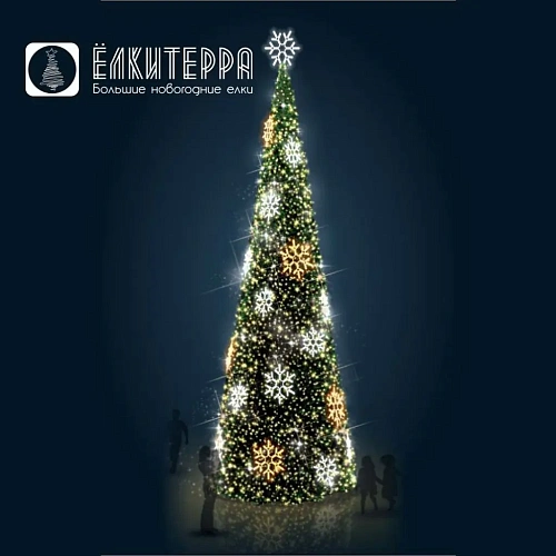 Снежинки - комплект дизайнерского освещения для искусственной уличной елки 10 метров 